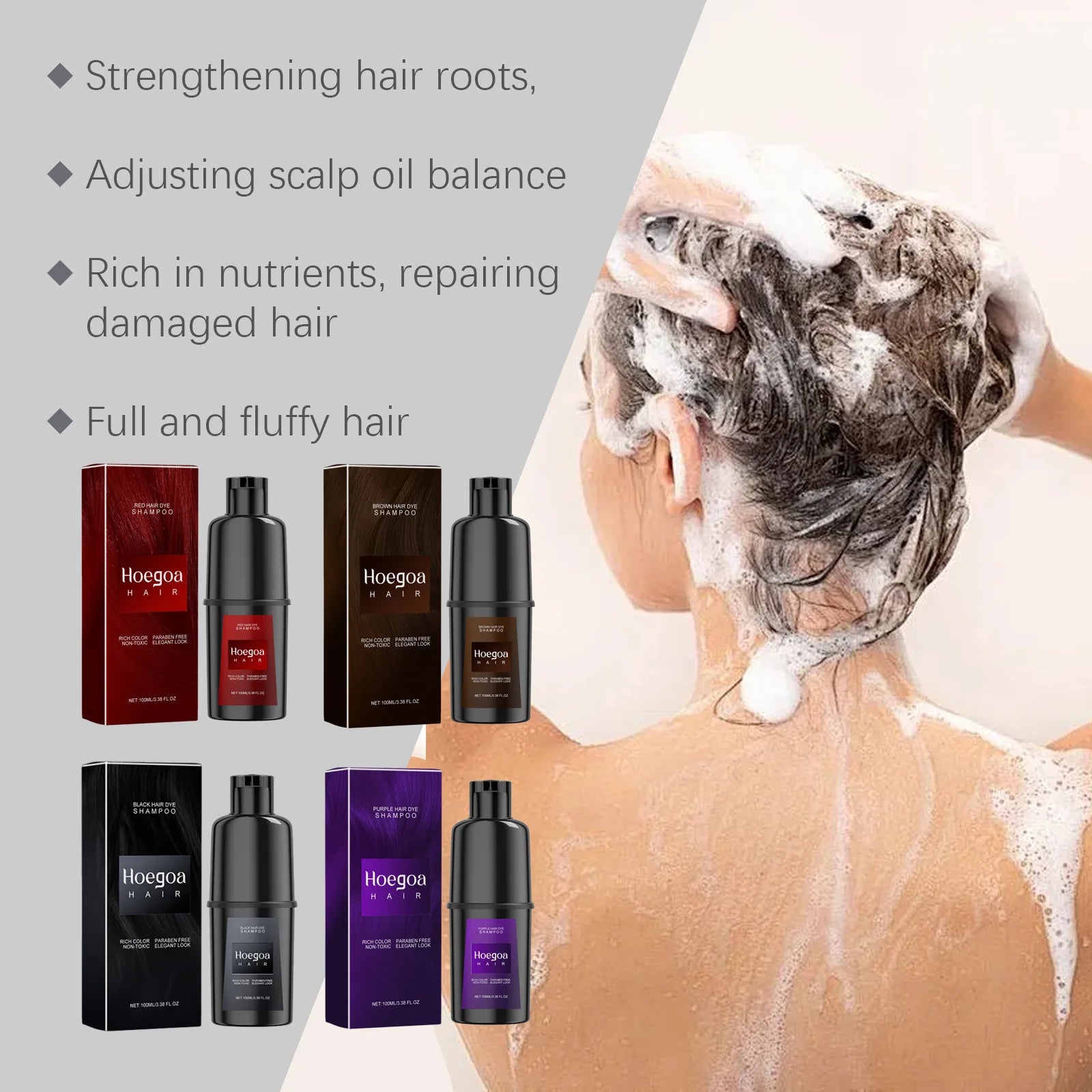 Instant Hair Color Dye Shampoo for Easy Grey Hair Coverage - 4