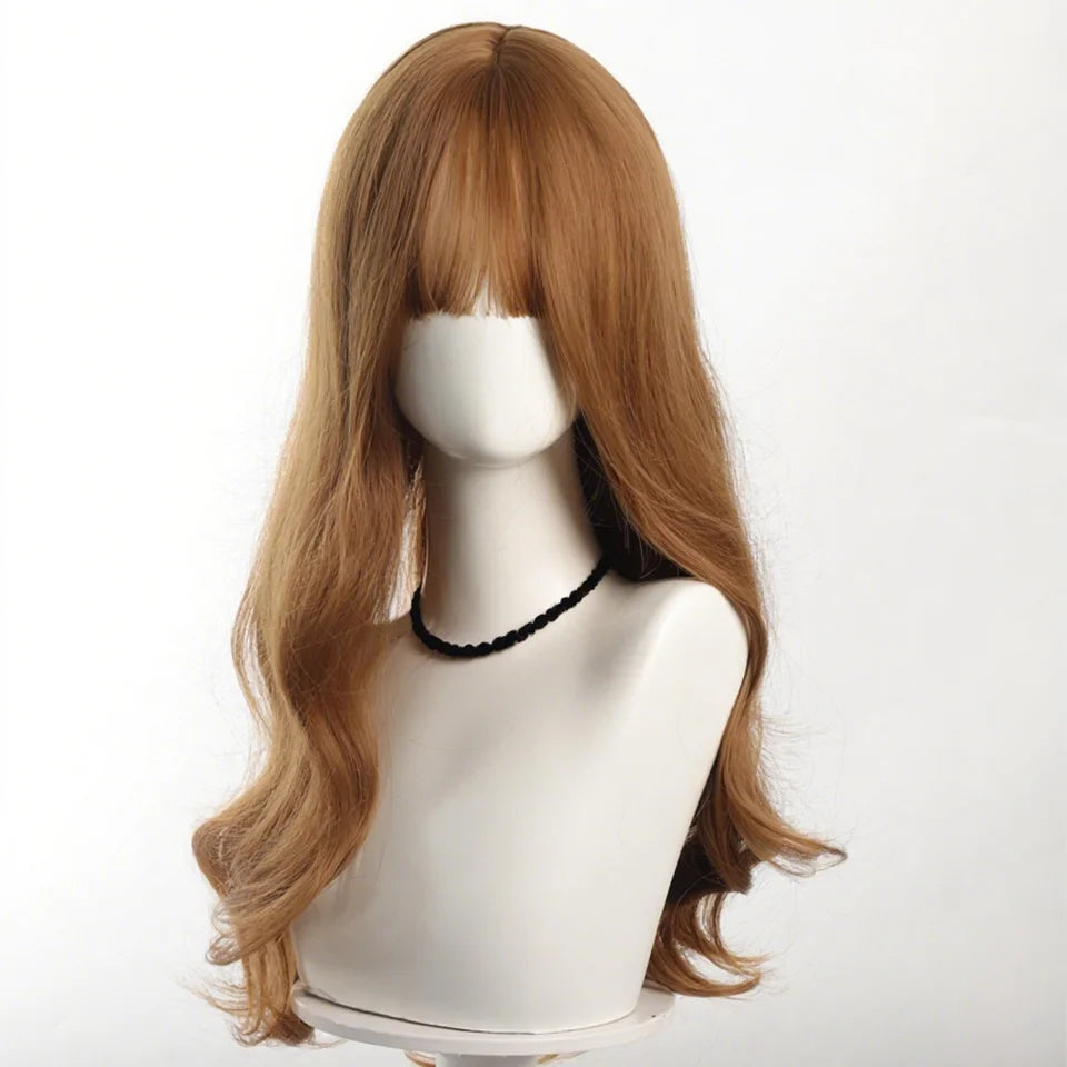 24 Inch Wavy Synthetic Wig with Bangs for Daily Wear - 3