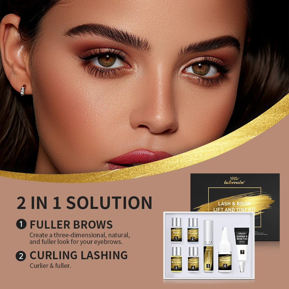 Professional Eyelash and Eyebrow Lift and Tint Kit for Salon and Home