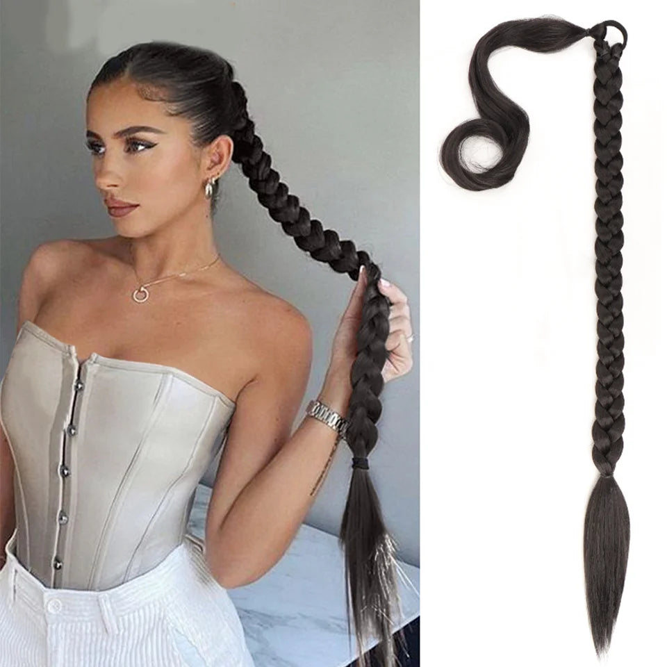 30-Inch Long Braided Ponytail Hair Extension for Daily Styling