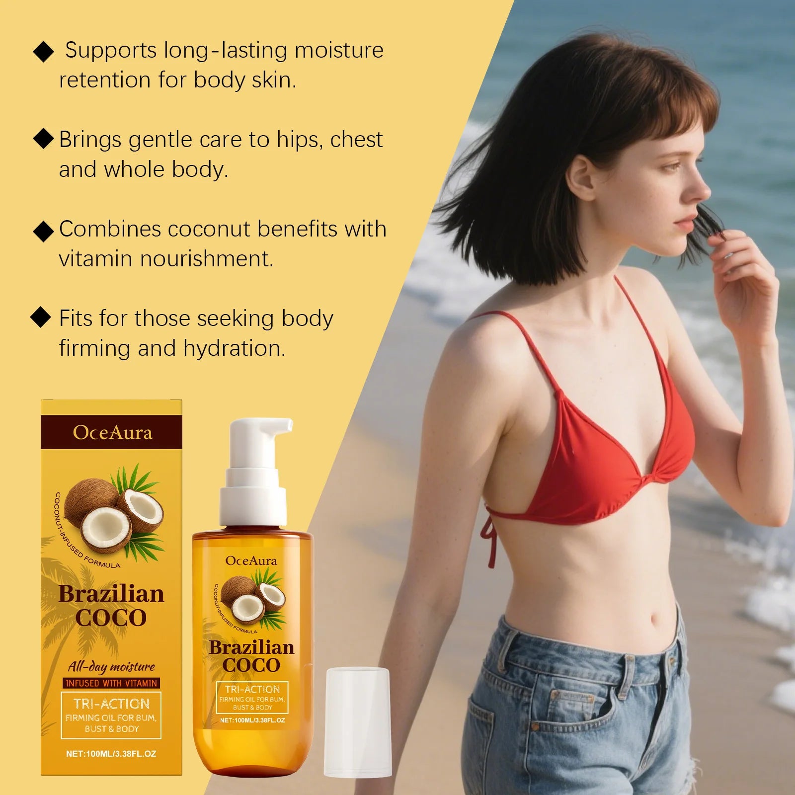 Coconut Firming Body Oil for Skin Hydration and Elasticity Restoration - 11