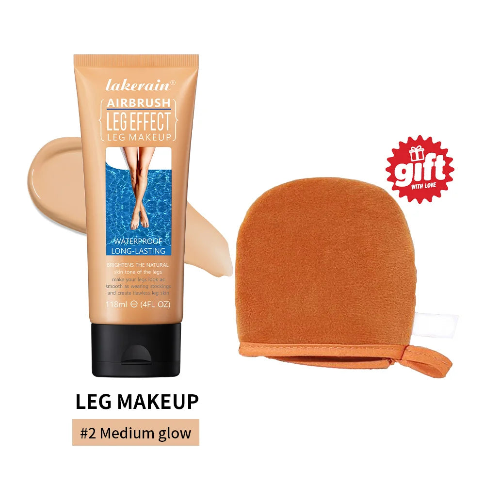 Waterproof Body Foundation and Leg Makeup Perfector with Application Glove