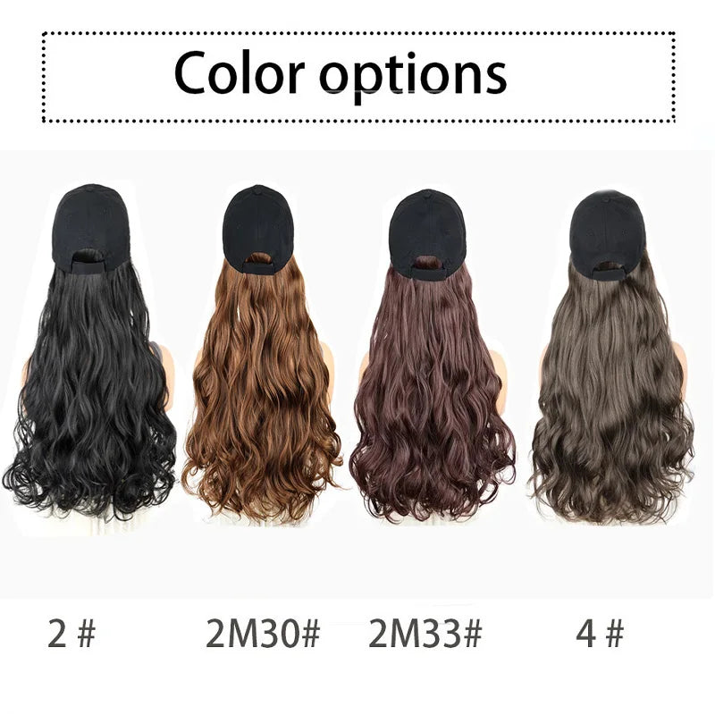 Long Curly Hair Wig with Integrated Baseball Cap for Easy Styling - 3