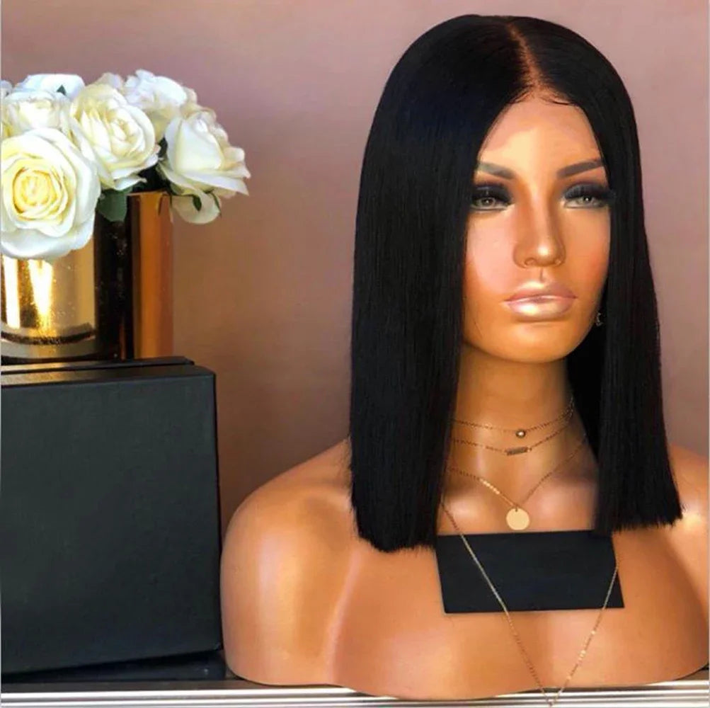 Short Straight Black Bob Wig for Daily Wear and Parties - 3