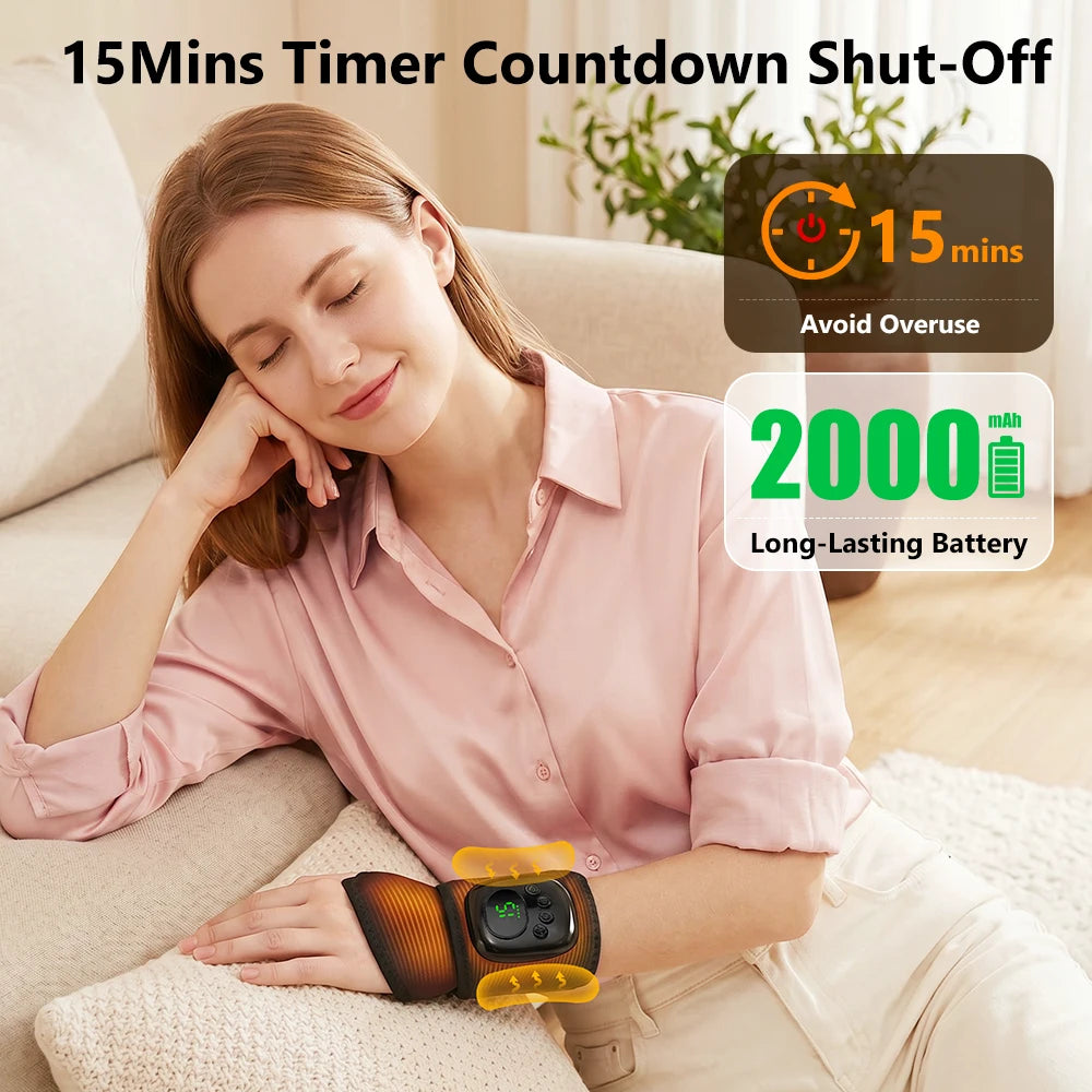Cordless Heated Air Compression Wrist Massager for Pain Relief - 12