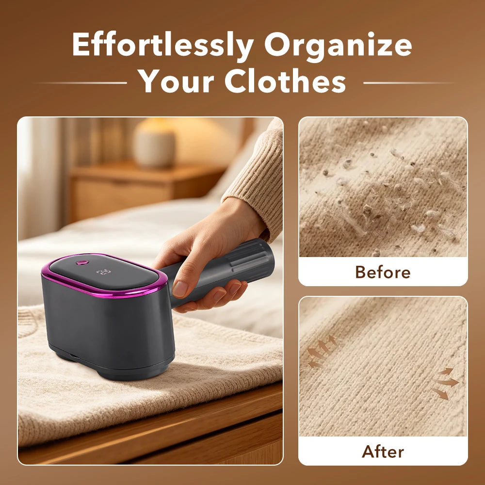 Rechargeable Electric Fabric Shaver with 5 Speed Settings and LED Display