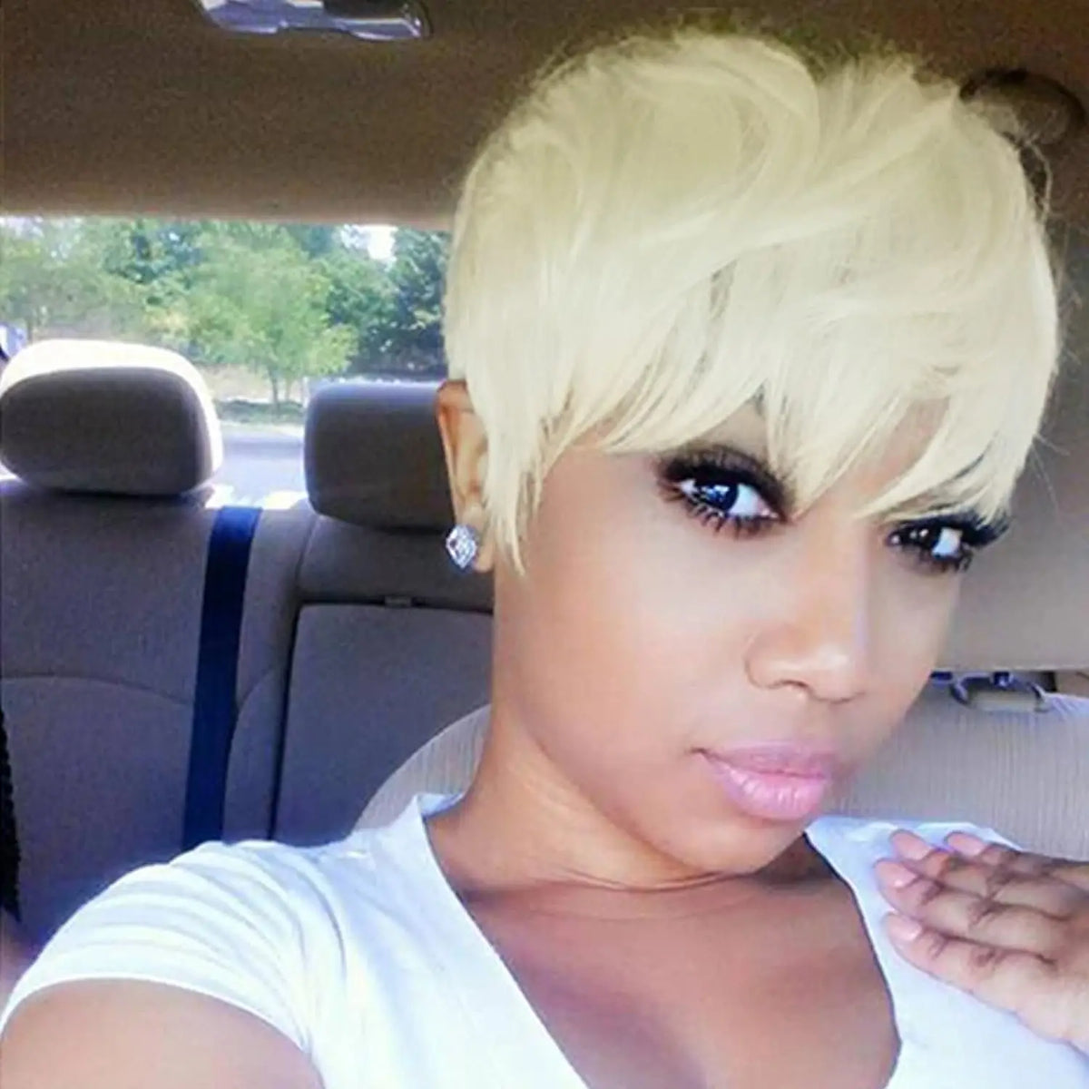 Short Blonde Pixie Cut Wig with Bangs for Daily Wear
