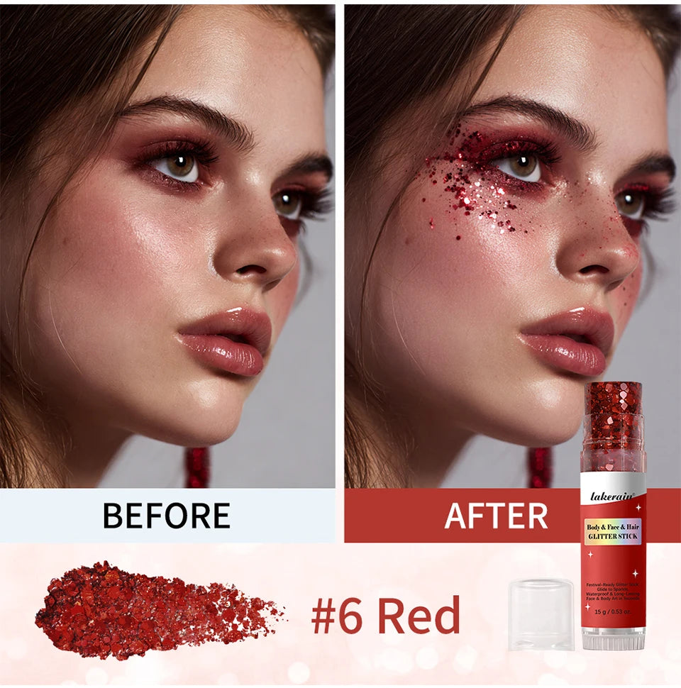 Shimmer Glitter Balm Stick for Face, Hair and Body Makeup - 12