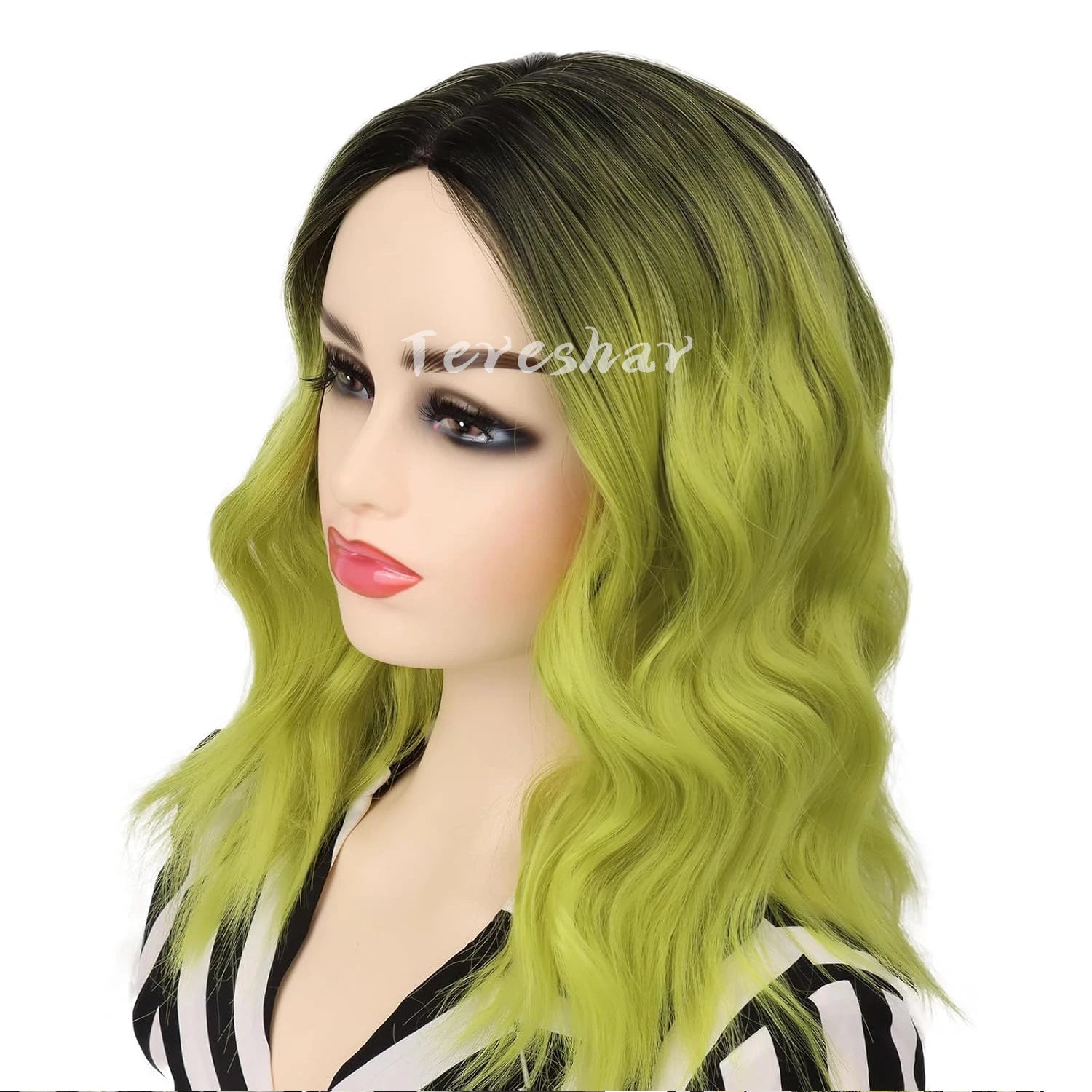 Short Wavy Green Ombre Bob Wig for Cosplay and Halloween Parties - 7