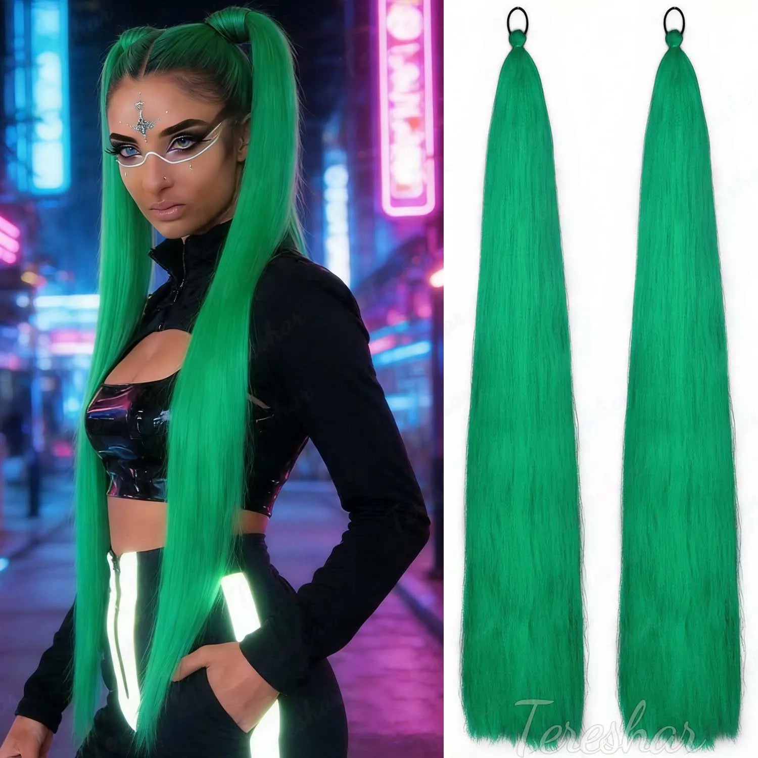 44-Inch Colorful Synthetic Straight Ponytail Hair Extensions - 18