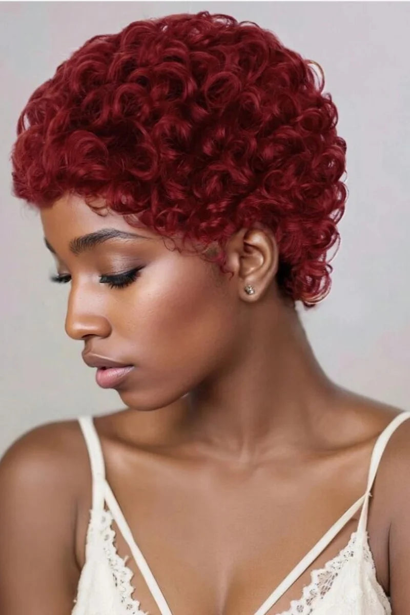 Short Curly Pixie Cut Wig for Women - 5