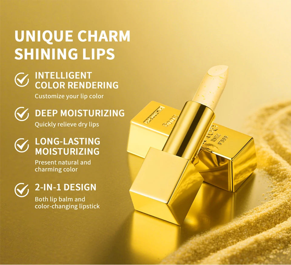 Color Changing Gold Flake Lip Balm for Hydration and Natural Pink Tint - 9
