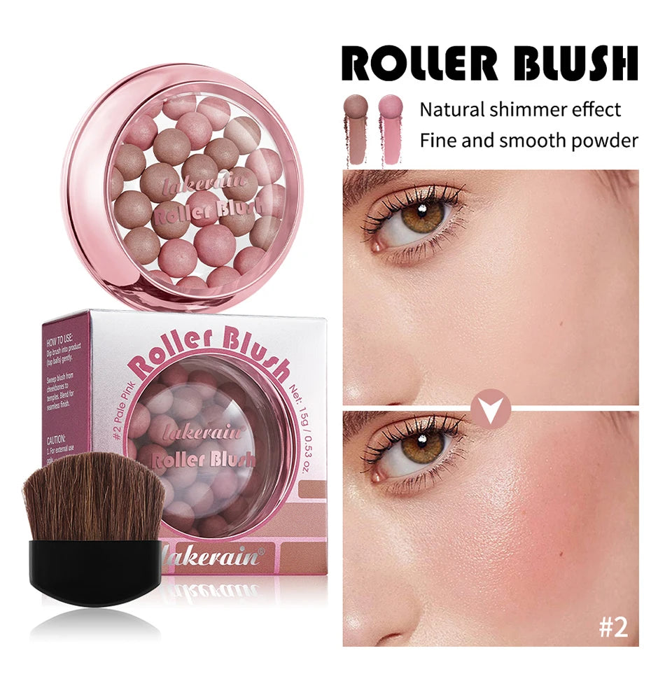 Spherical Powder Bead Blush for Natural Glowing Makeup Finish