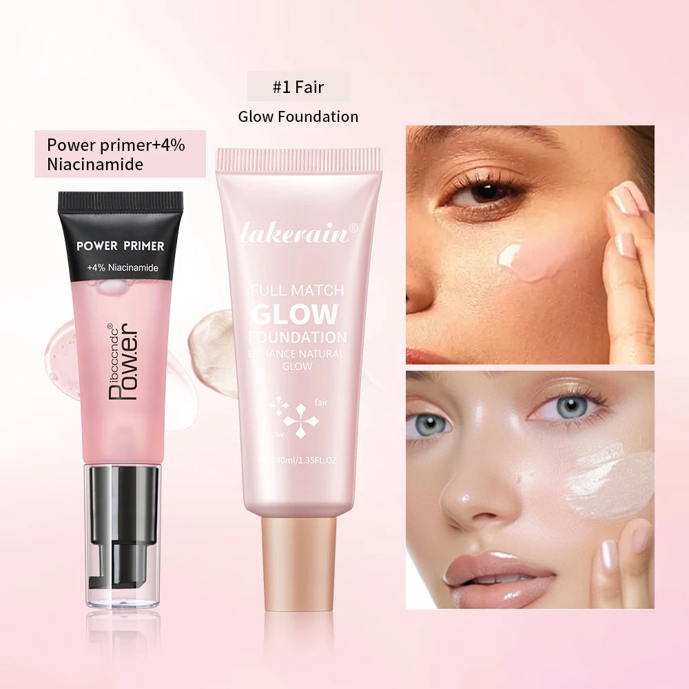 Hydrating Makeup Primer and Glow Foundation Set for Radiant Skin - 7