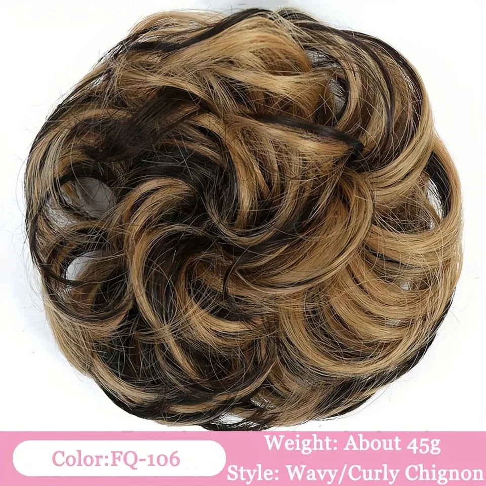 Messy Curly Hair Bun Scrunchie for Easy Updos