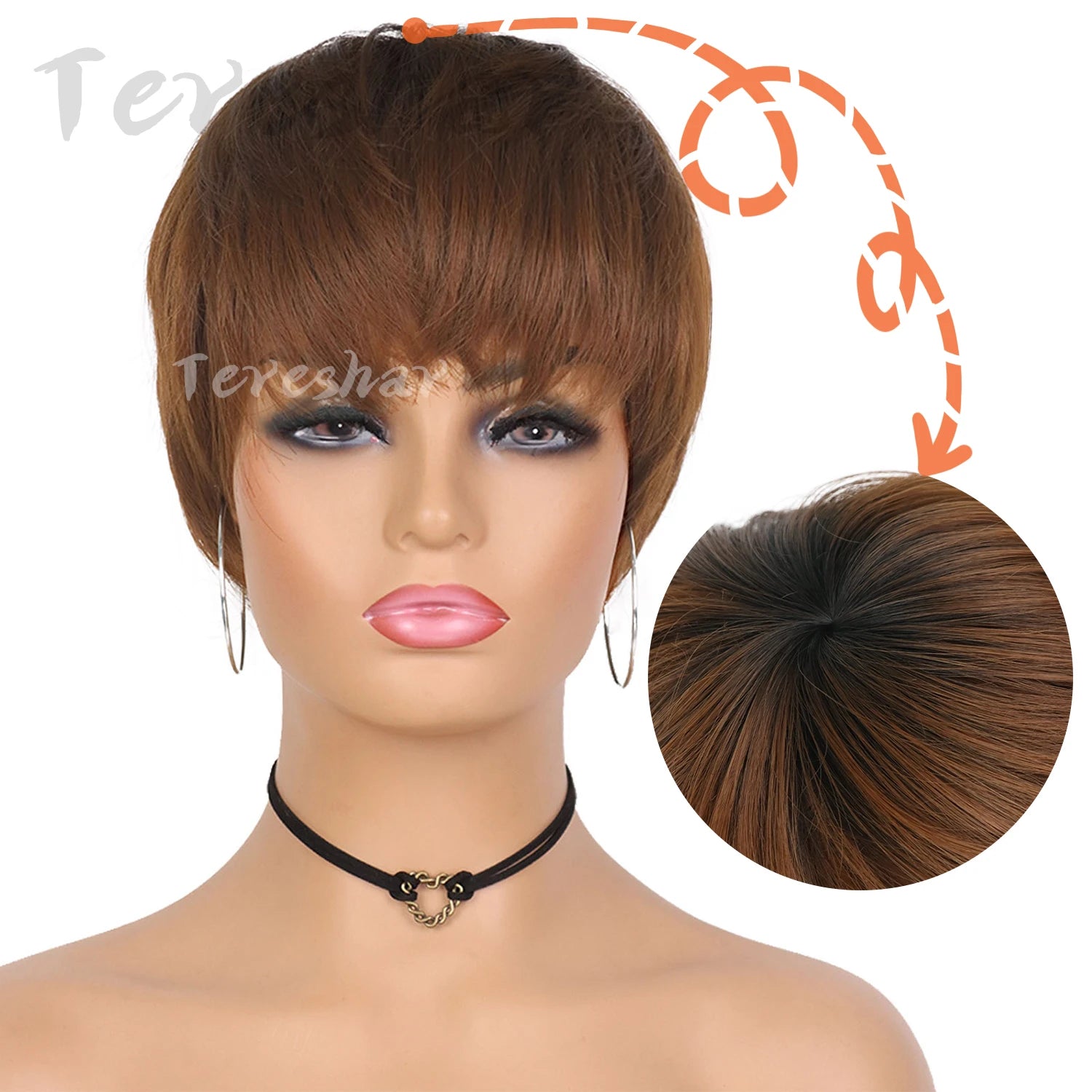 Short Pixie Cut Layered Wig with Bangs for Women Daily Styling - 14