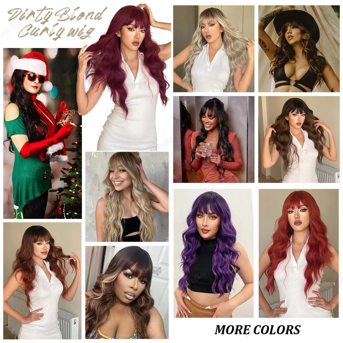 Long Wavy Orange Wig with Bangs for Cosplay and Daily Wear