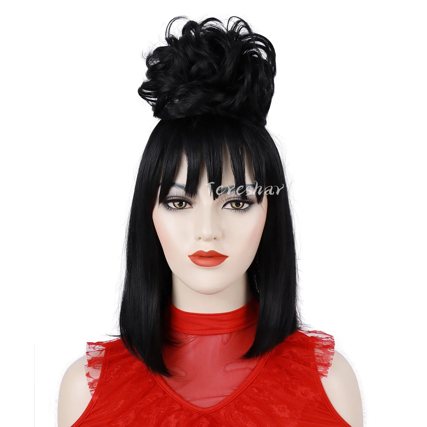 Black Synthetic Wig for Costume and Halloween Parties - 3
