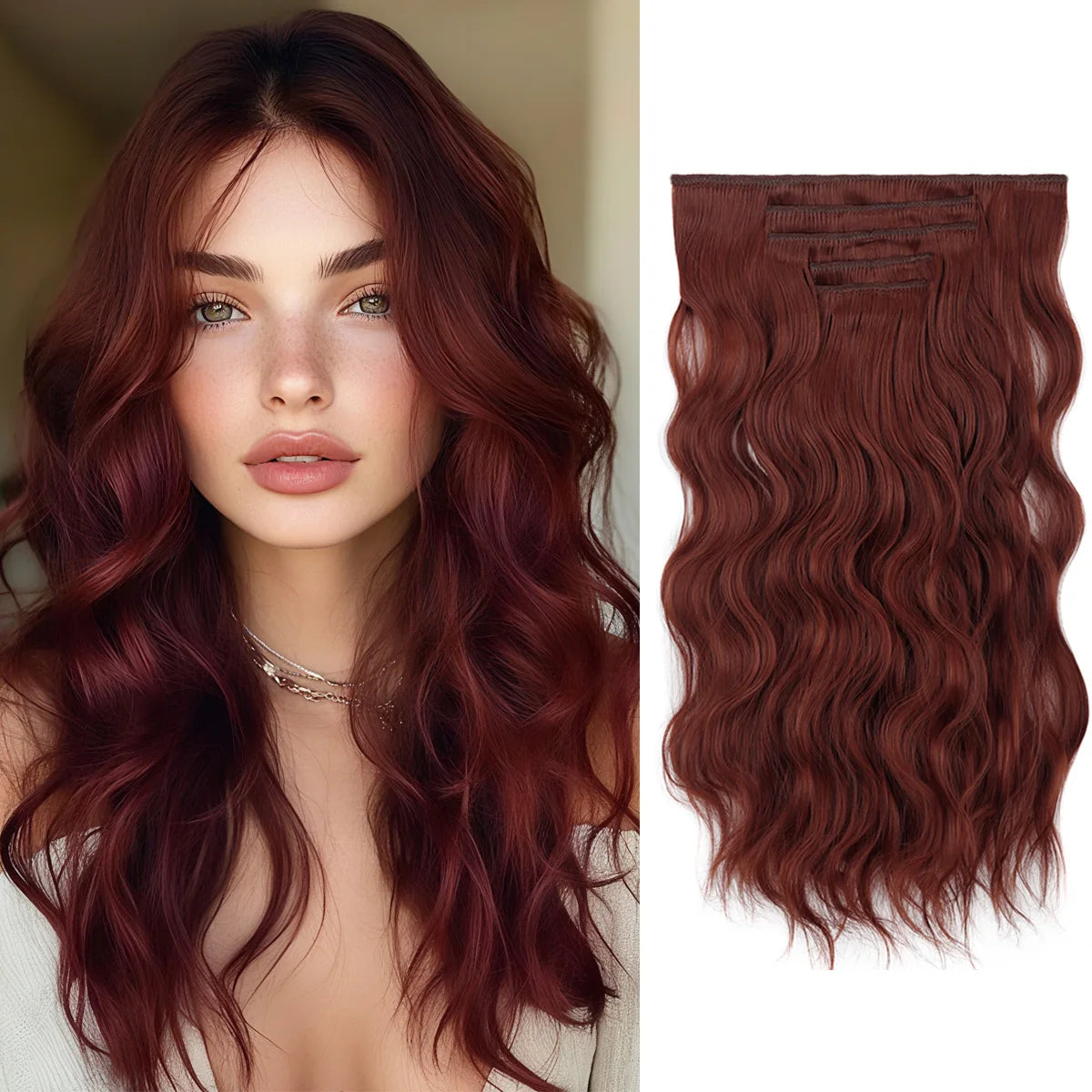 20-Inch Long Curly Clip-In Hair Extensions Set - 9