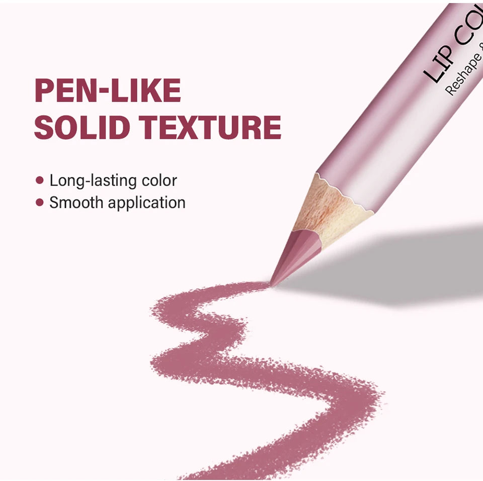 Waterproof Matte Lip Liner Pencil Set for Long-Lasting Defined Lips - 14