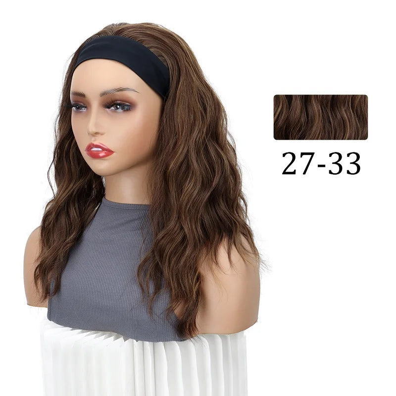 Short Curly Water Wave Synthetic Headband Wig for Daily Wear - 12
