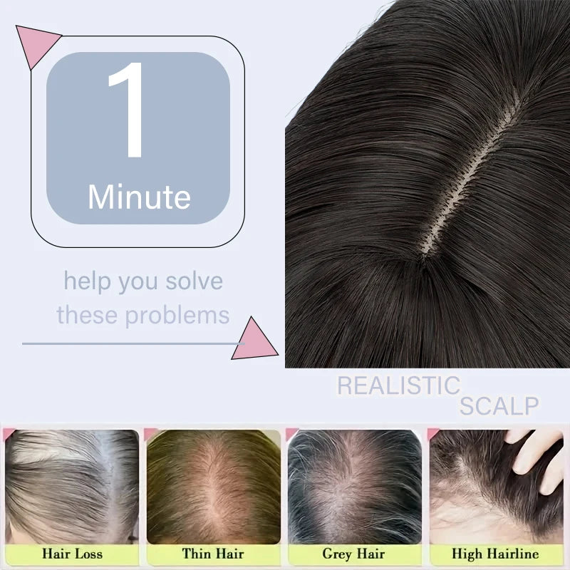 Long Wavy Hair Topper with Bangs for Thinning Hair and Volume - 6
