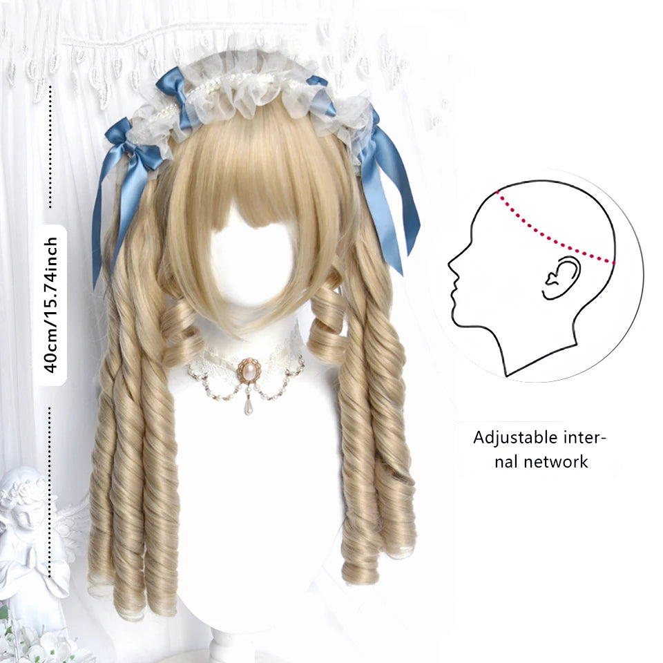 Long Wavy Blonde Cosplay Wig with Bangs