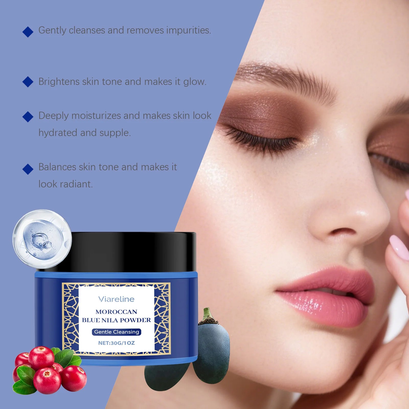 Moroccan Blue Nila Brightening and Exfoliating Facial Cleansing Mask - 11
