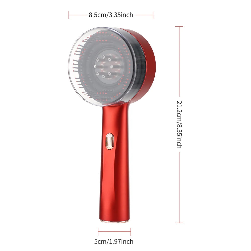 Electric Scalp Vibration Massage Comb with Red Light and Liquid Applicator