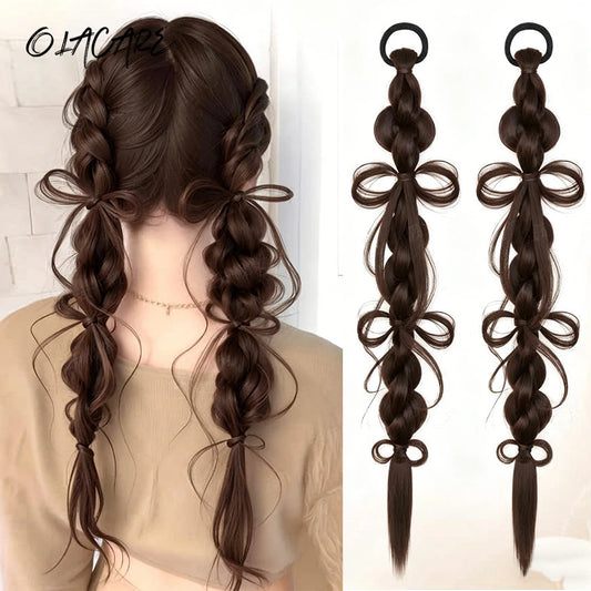 Braided Bow Ponytail Extensions for Stylish Daily Hairstyles