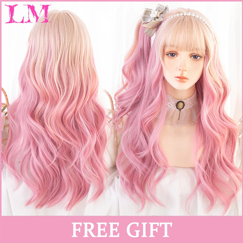 24-Inch Long Pink Cosplay Wig for Costumes - 37