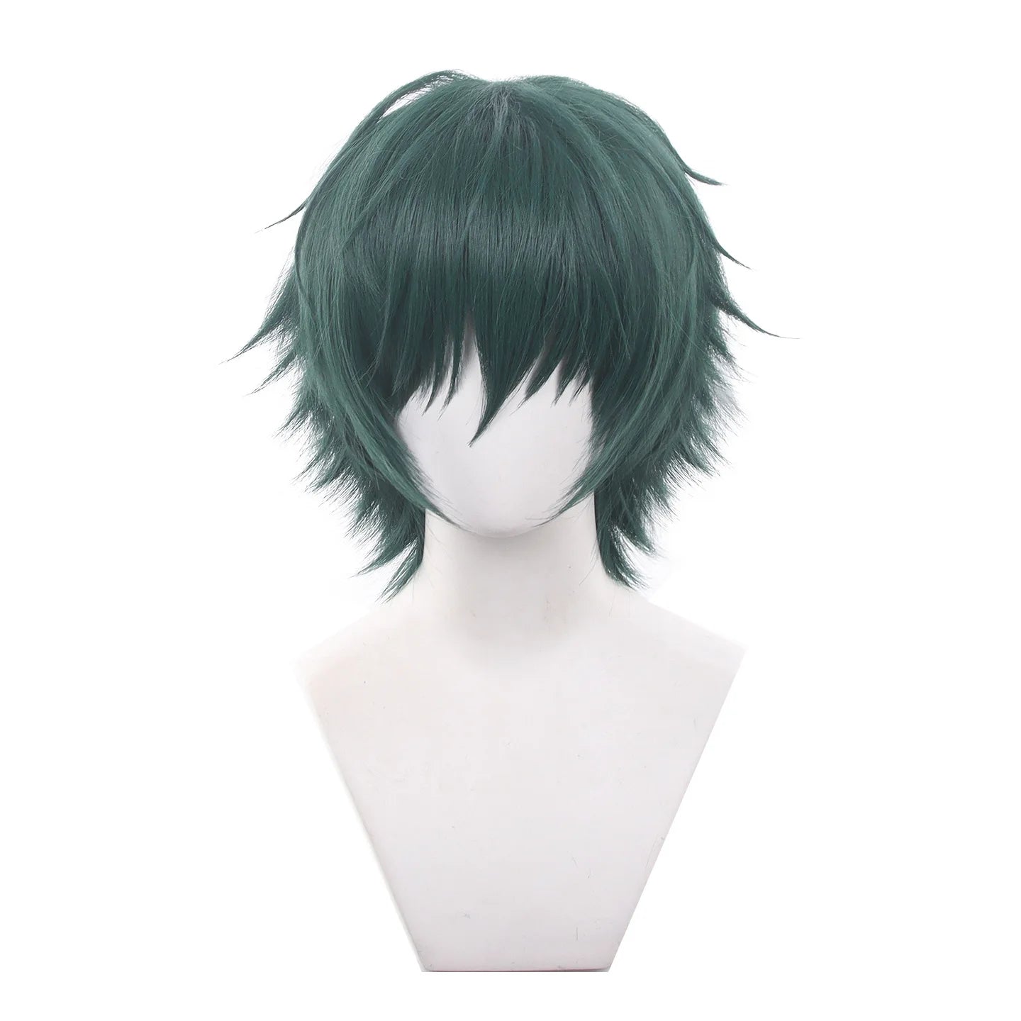 Short Green Cosplay Wig with Glasses for Anime Halloween Costumes - 7