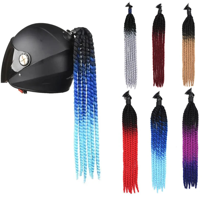 24 Inch Motorcycle Helmet Braided Ponytail with Suction Cup - 1