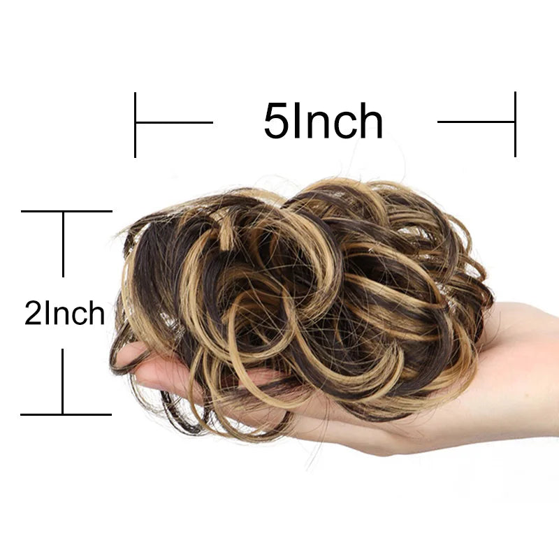 Messy Wavy Bun Hair Extension for Women Curly Chignon Hair Piece - 3