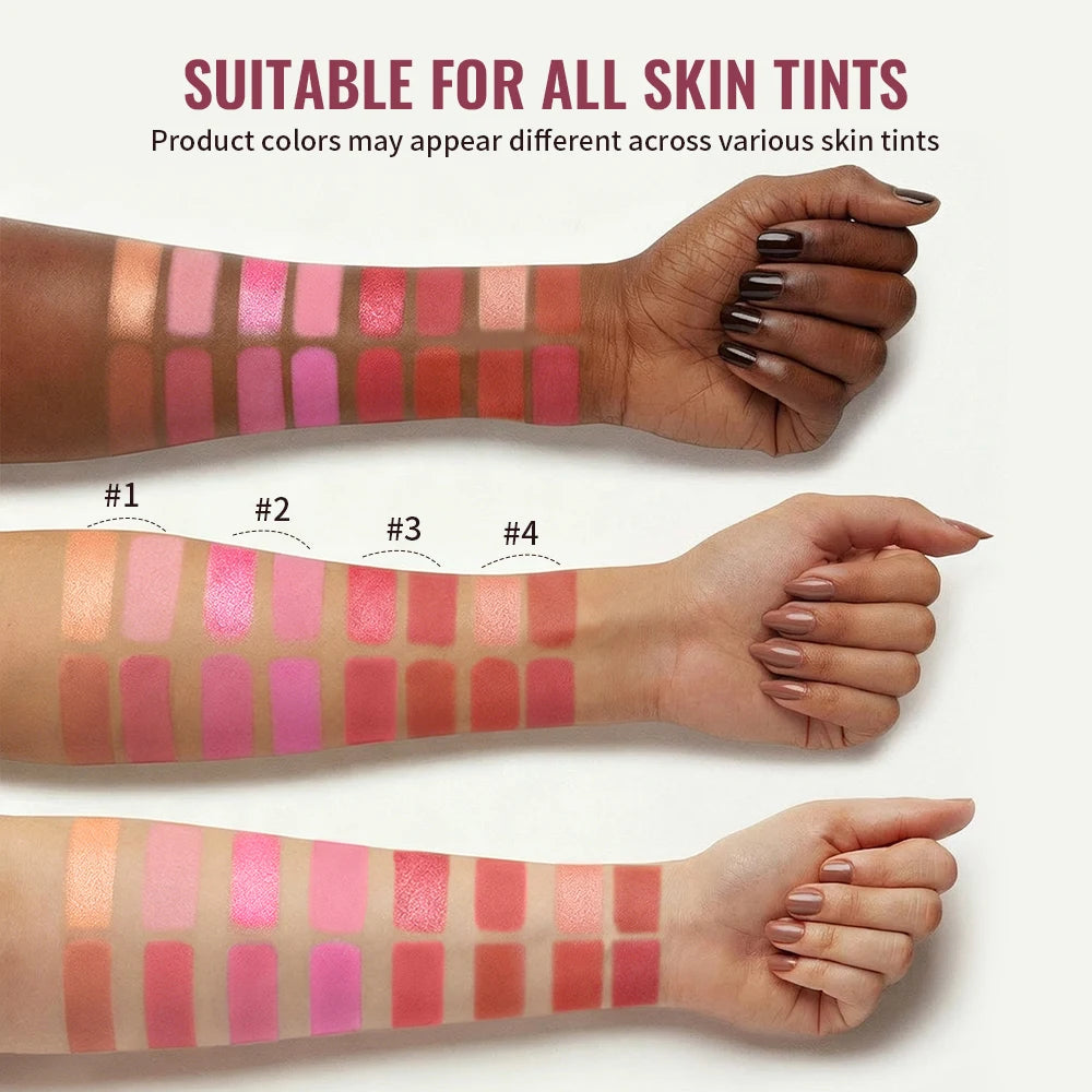 4-Shade Matte and Shimmer Blush Palette for Soft Focus Cheek Makeup