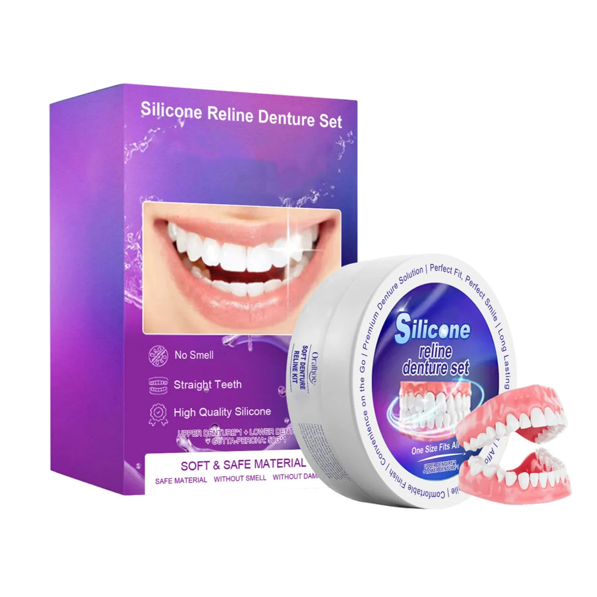 Temporary Silicone Denture Set for Comfortable Smile and Teeth Alignment