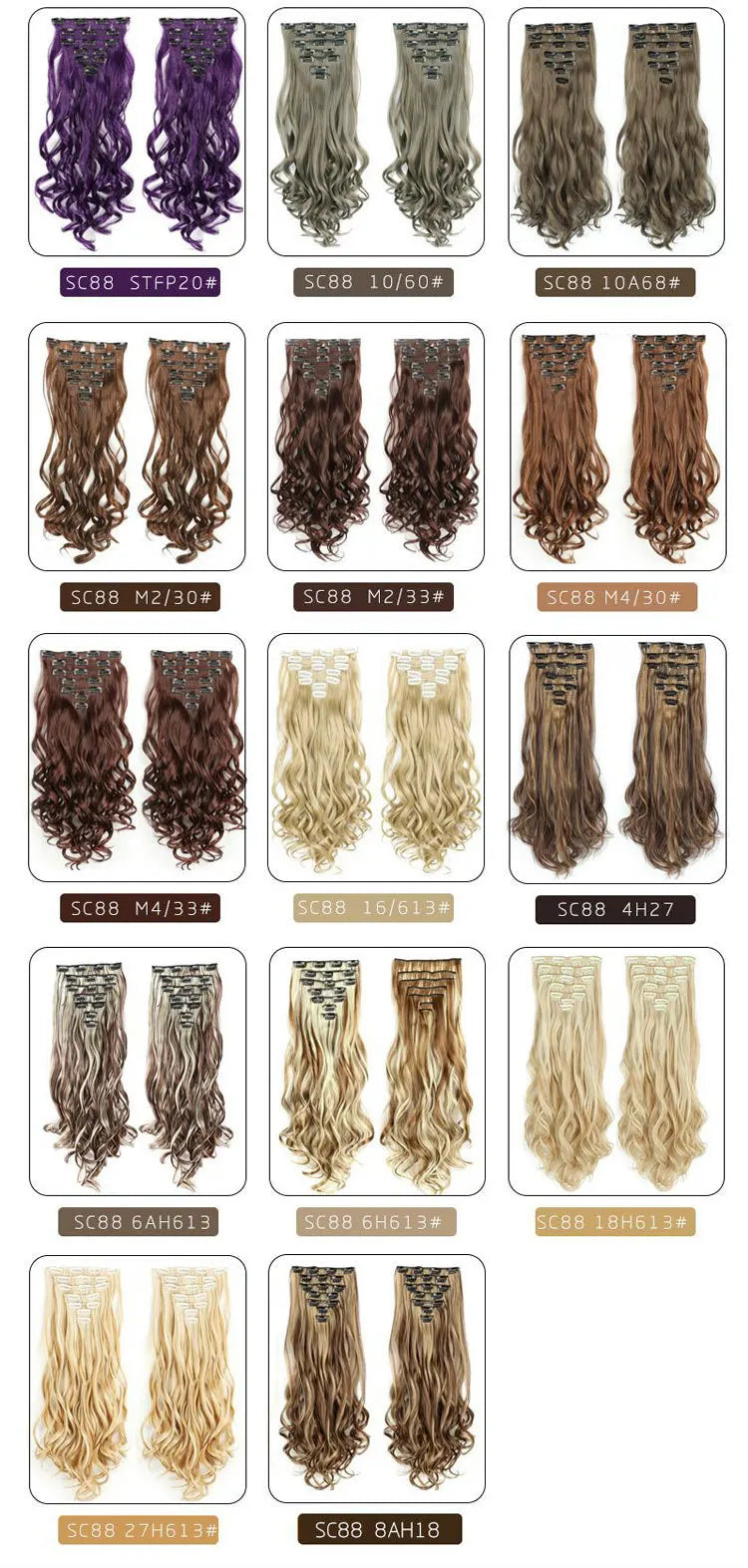 22 Inch Deep Wave Clip-In Hair Extensions Full Head Set - 13