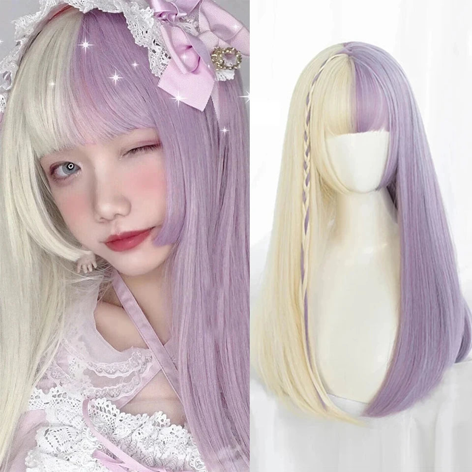 Long Straight Blue Synthetic Cosplay Wig for Halloween and Costume Parties