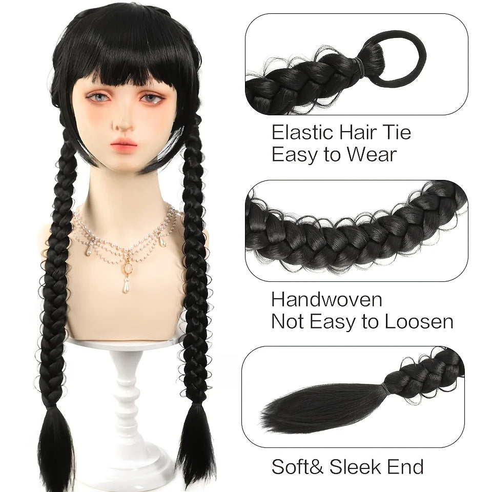 2-Piece Long Braided Ponytail Extensions for Daily Hair Styling