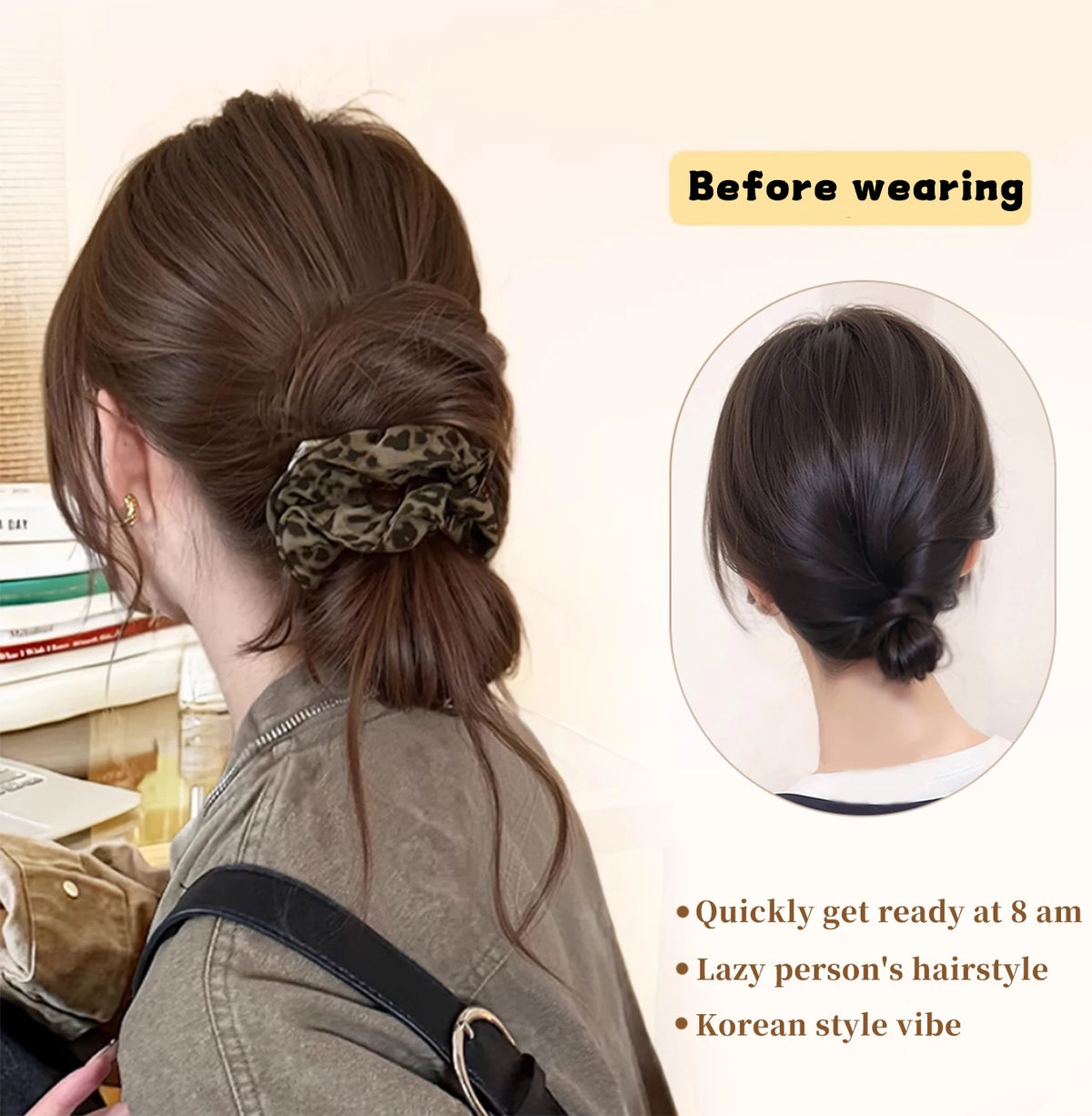 Leopard Print Claw Clip Messy Bun Hair Extension