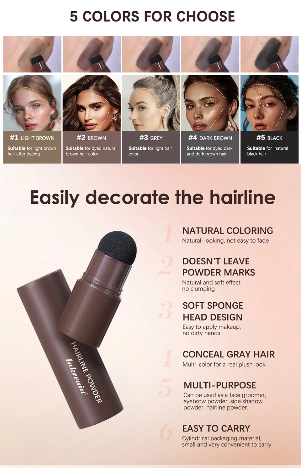 Waterproof Hairline Shadow Powder for Thicker Hair and Eyebrows - 9