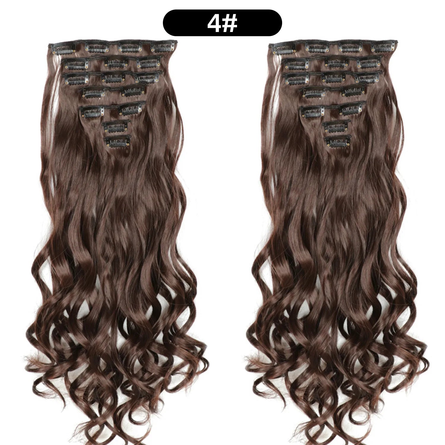 22 Inch Deep Wave Clip-In Hair Extensions Full Head Set - 28