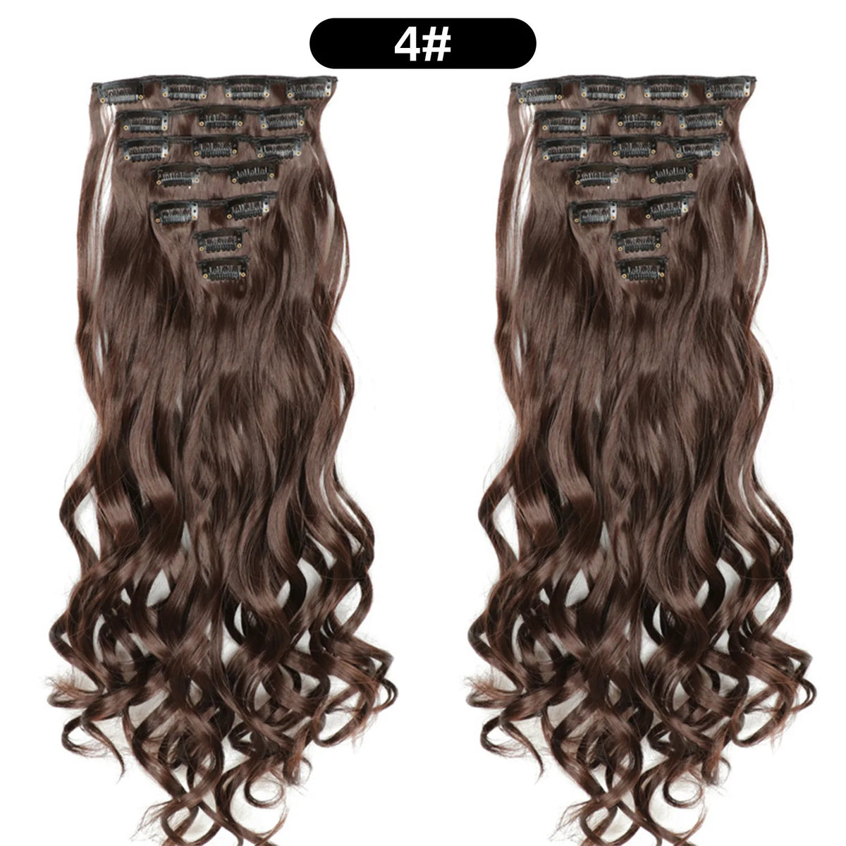 22 Inch Deep Wave Clip-In Hair Extensions Full Head Set