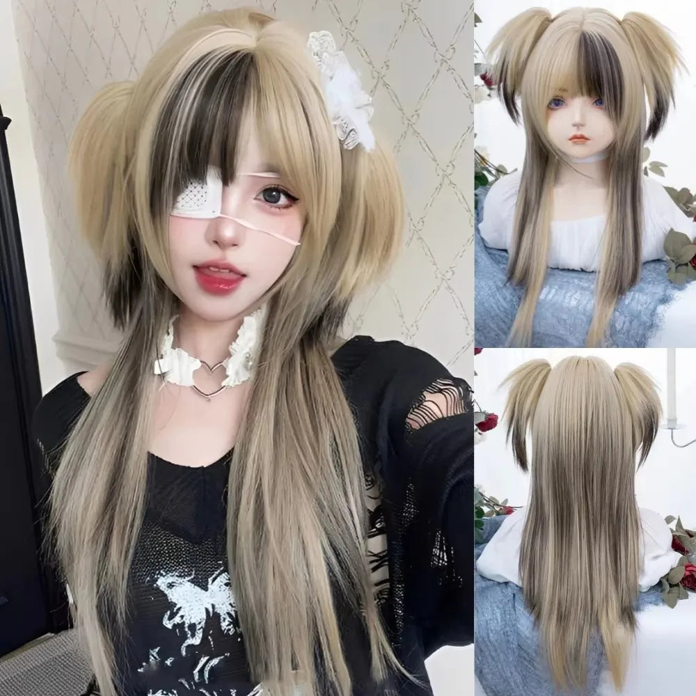 Long Straight Blue Synthetic Cosplay Wig for Halloween and Costume Parties