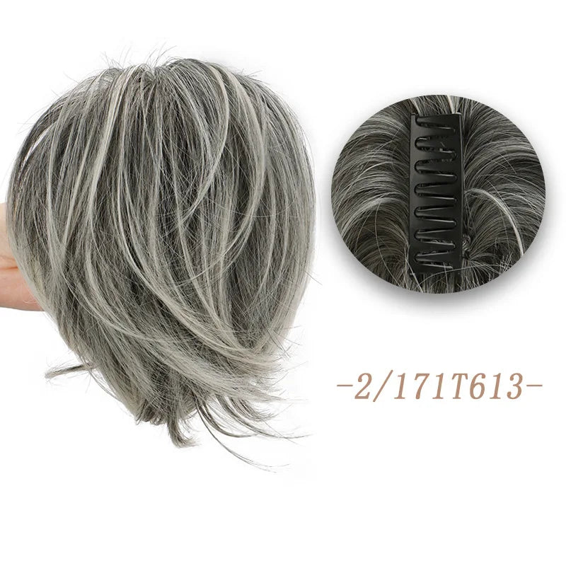 Short Layered Straight Claw Clip Ponytail Extension for Women - 20