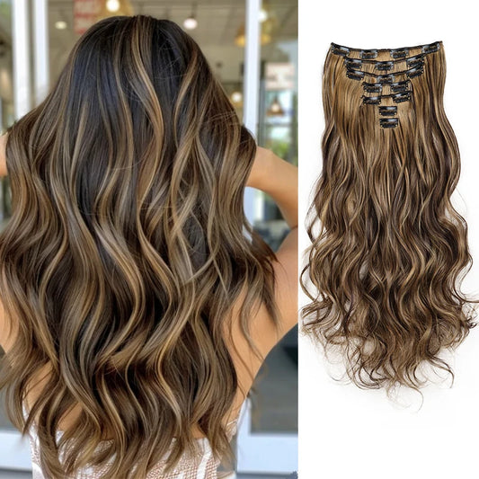 Wavy Curly Clip-In Hair Extension Set for Women