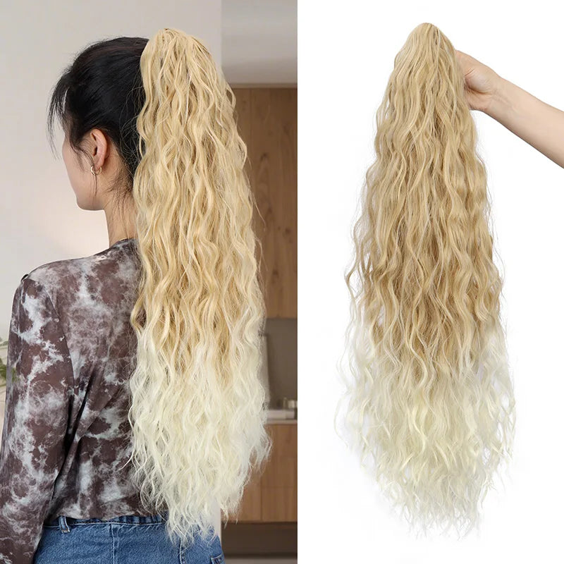 Water Wave Claw Clip Ponytail Extension for Effortless Messy Volume