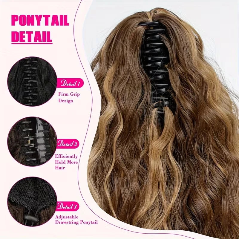 20-Inch Wavy Curly Claw Clip Ponytail Extension