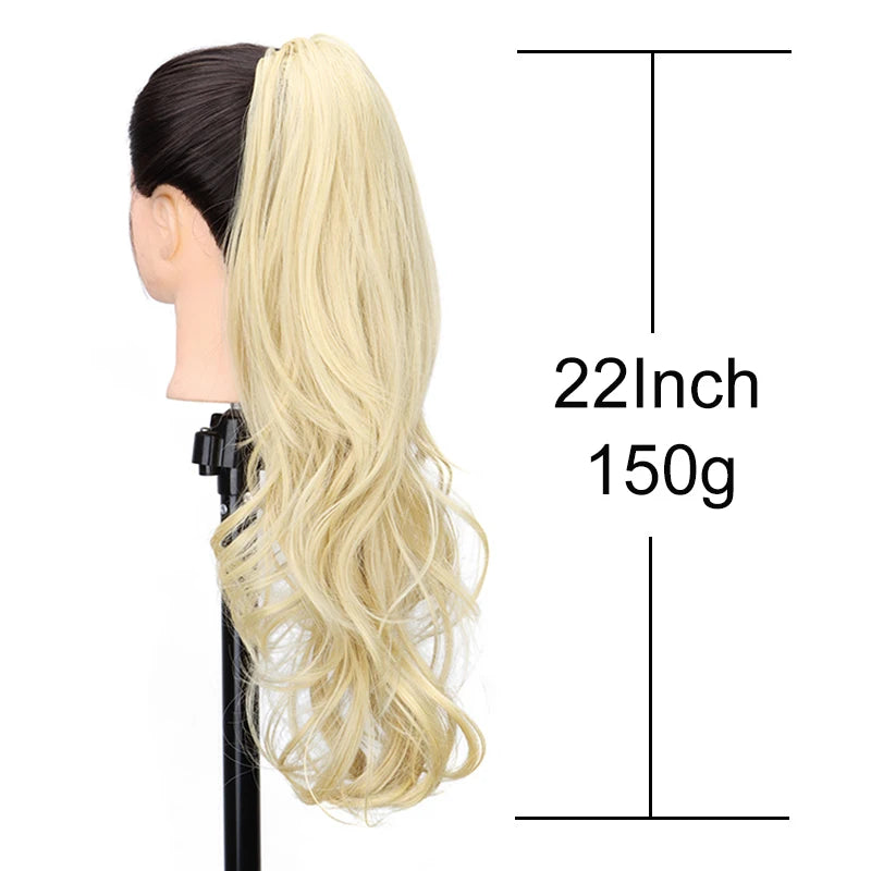 22-Inch Wavy Curly Drawstring Ponytail Extension