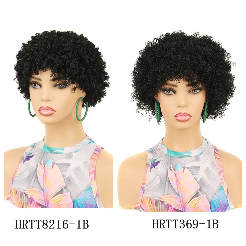 Short Afro Kinky Curly Synthetic Wig for Women - 2